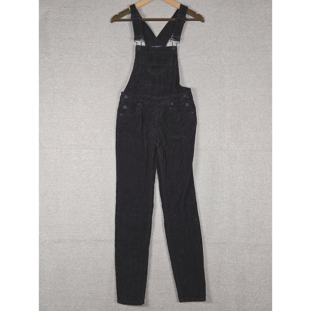Blue Spice Womens Black Corduroy Overalls Slim Leg Size 0 Cotton
